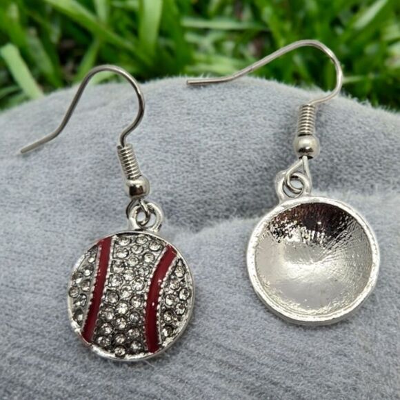 BASEBALL Sparkly Sports Rhinestone Dangle Earrings Mom Sister Team Fan Jewelry - Picture 4 of 8